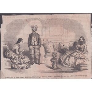 Antique Saturday Evening Post Clipping 1850-1860 Victorian Humor Engraving Art